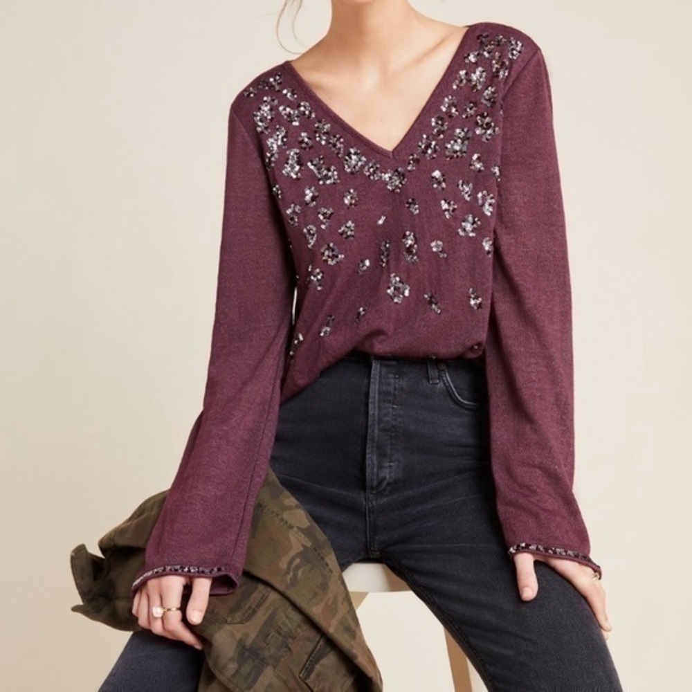 Anthropologie Jeanette Sequined Top XS